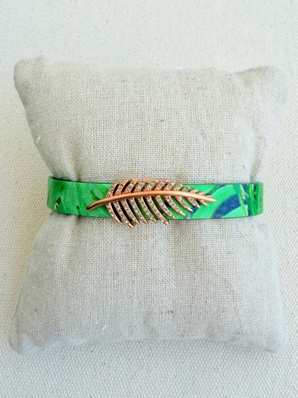 *Bracelet Charm Set* KEEP COLLECTIVE Retired Green Palm Band Rose Gold Palm Leaf